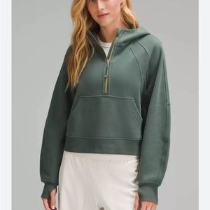 Lululemon Scuba Oversized Half Zip Hoodie Green Gold